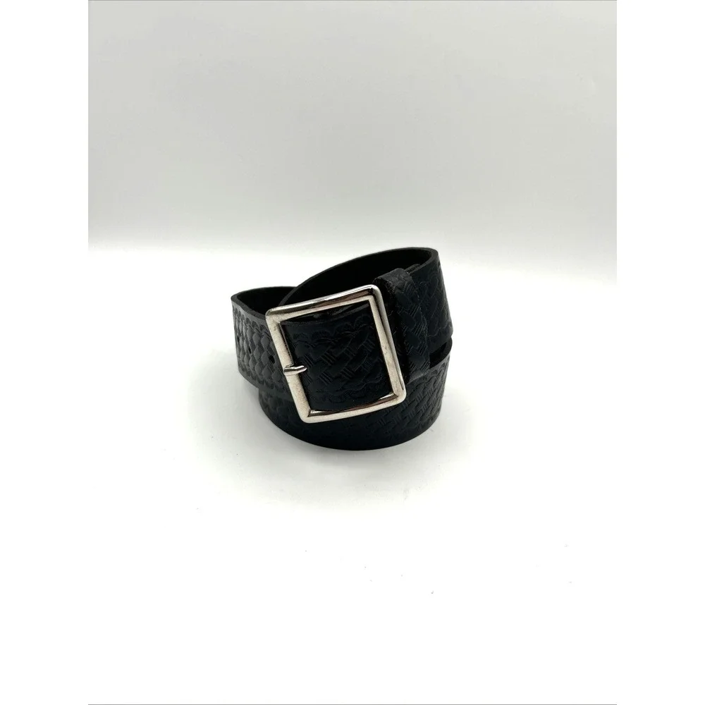 Task Force Belt Mens XL 42-44 Black Basketweave Top Grain‎ Leather USA 1304